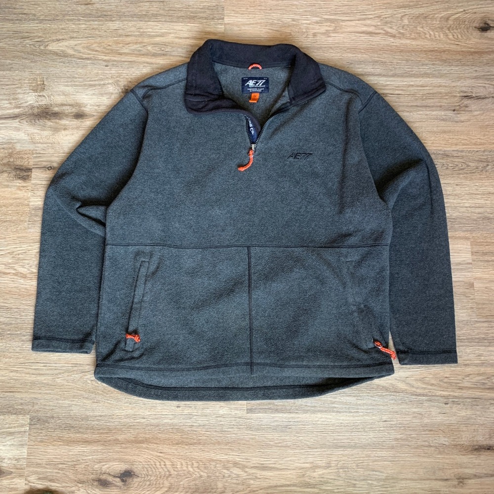 American Eagle 2013 AE77 Performance Mens Gray Quarter Zip Fleece Pullover Small